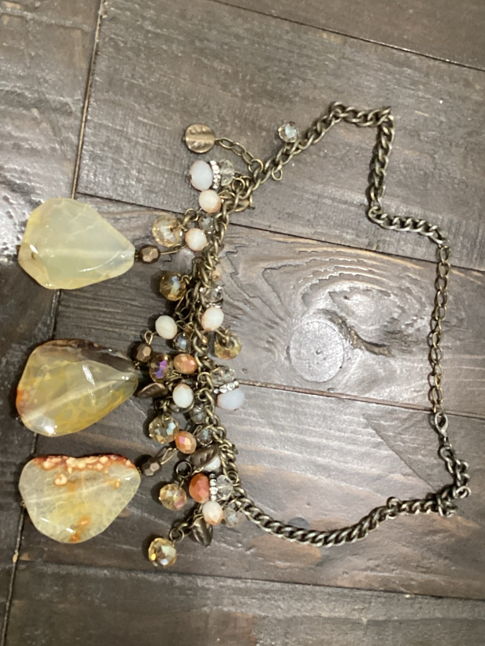 Handcrafted Yellow Agate Cluster Necklace - Women Jewelry